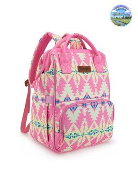 Diaper Bag Backpack with Stroller Straps Western Pattern Multifunction Baby